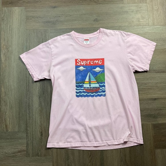 Supreme Other - Supreme Sailboat UFO Graphic T-Shirt  Light Pink Mens Medium Made in USA Cotton